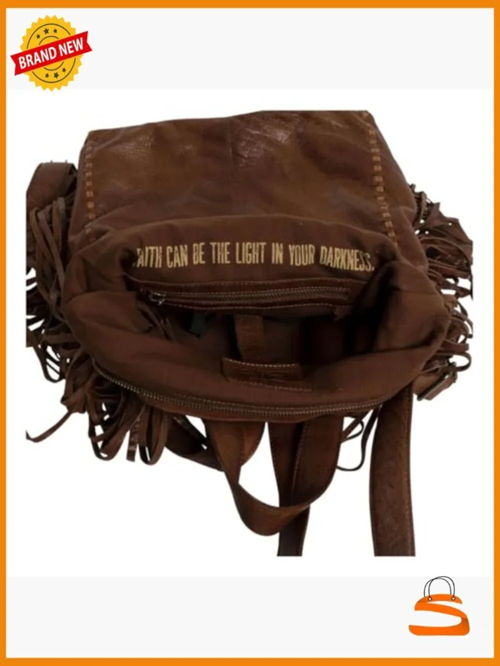 Genuine Leather Fringe Backpack Handbag, Laptop Compatible, 13